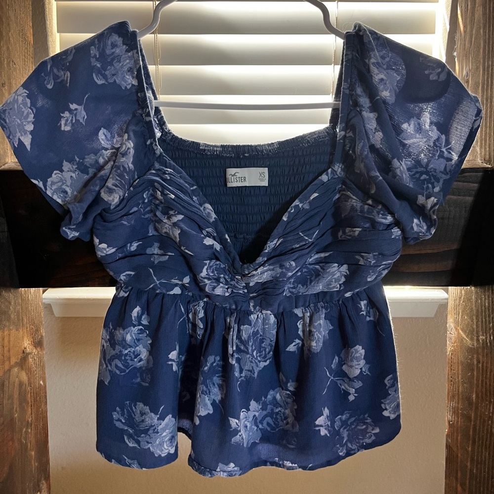 Hollister Navy Floral Blouse